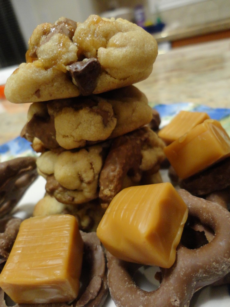 Chocolate Covered Pretzel Cookies with Caramel