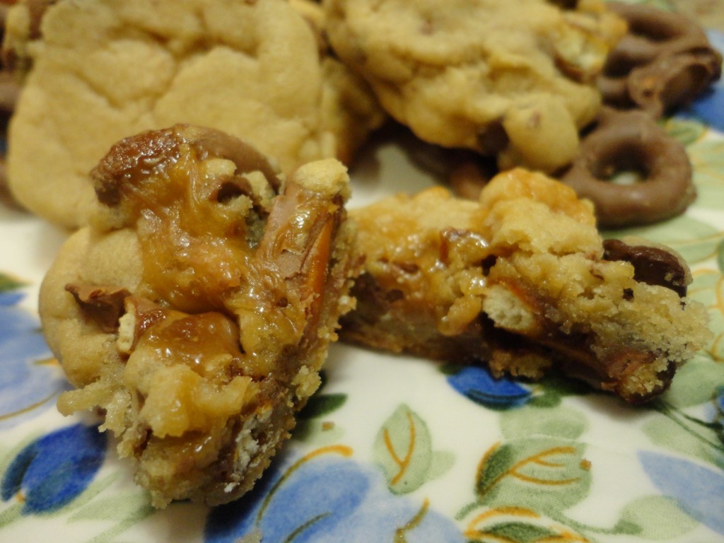 Chocolate Covered Pretzel Cookies with Caramel