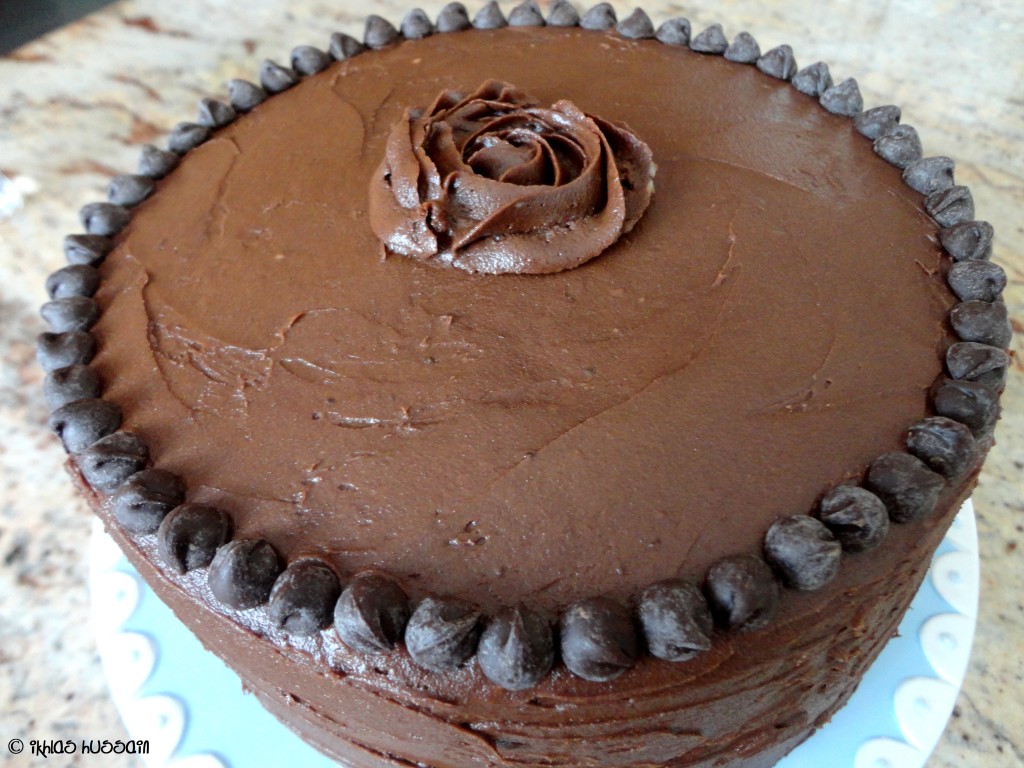 Chocolate Pudding Cake with Cookie Dough Frosting