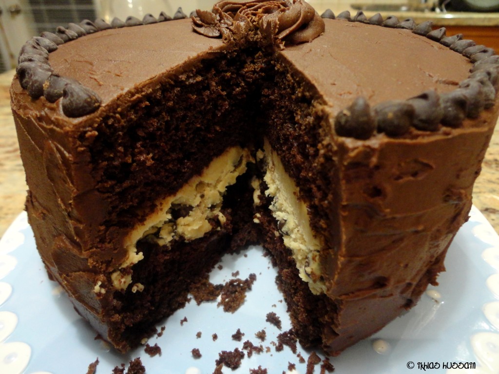 Chocolate Pudding Cake with Cookie Dough Frosting