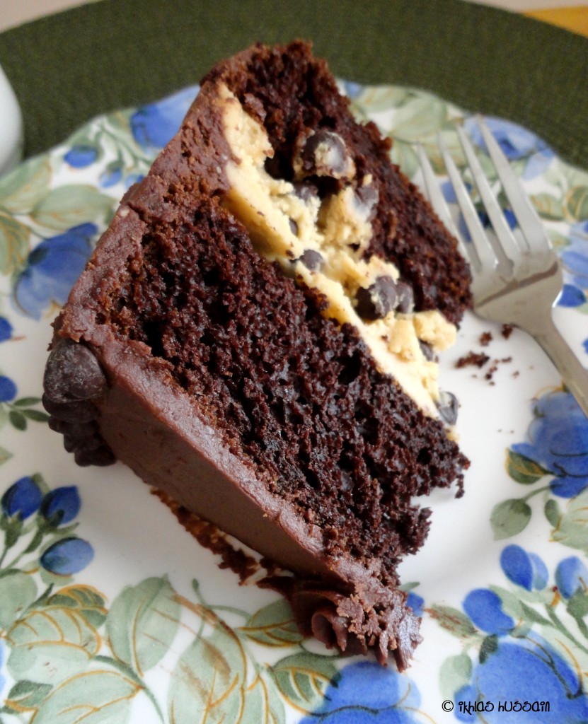 Chocolate Pudding Cake with Cookie Dough Frosting