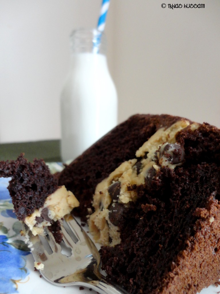 Chocolate Pudding Cake with Cookie Dough Frosting