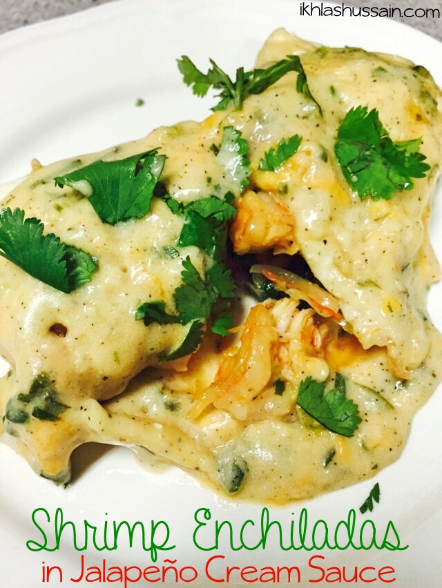 Shrimp Enchiladas in Jalapeno Cream Sauce