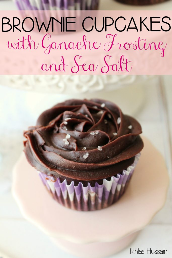 Brownie Cupcakes with Ganache Frosting and Sea Salt 